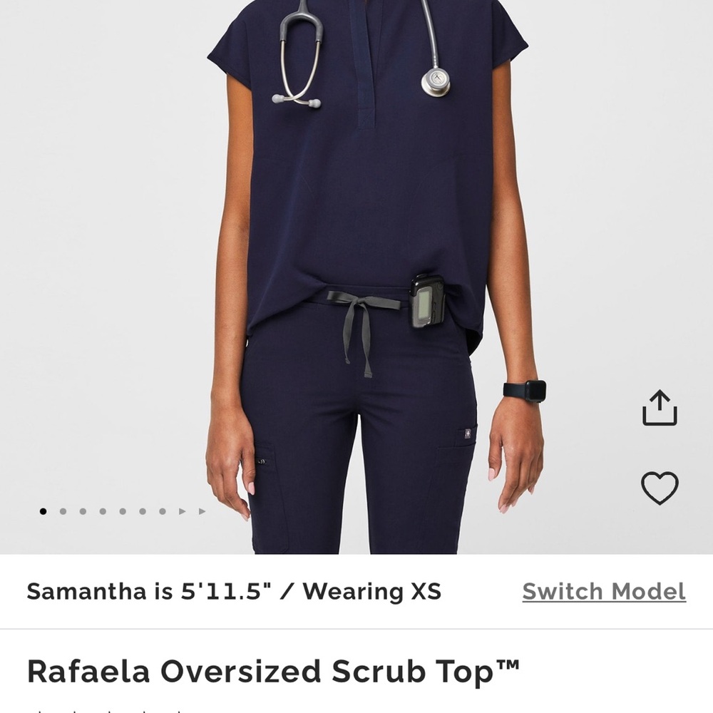 Figs Navy Rafaela Scrub Top (L)